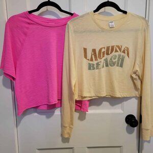 Lot 2 Victoria Secret Pink shirts almost new size M medium crop tee Laguna